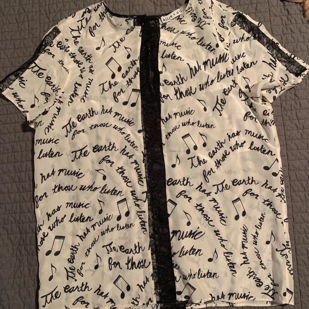 alice + olivia shirt with lace detail